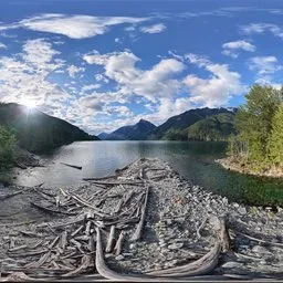 Mountain Valley Lake Sunny Clouds
