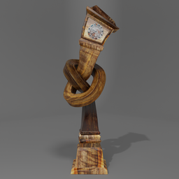 Wooden grandfather clock with a knot | FREE Clocks models | BlenderKit