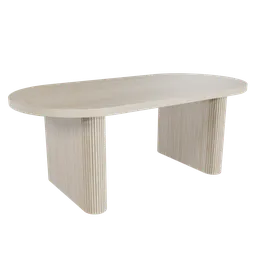 "Japandi style wooden table with curved top and wooden base, modeled in high polygon and rendered in redshift using Blender 3D software. Perfect for interior design and 3D visualization projects in the table category."
