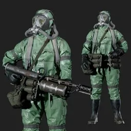 Hazmat Soldier Rigged Green Suit