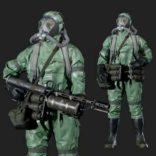 Hazmat Soldier Rigged Green Suit