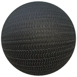 Black textured fabric material with a detailed hook wire pattern for PBR rendering in 3D applications.