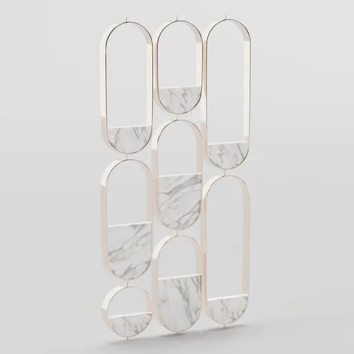 Elegant 3D partition model with marble inserts and gold frame, suited for Blender interior designs.