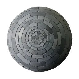 High-detail circular paving 3D material for Blender and PBR applications with realistic textures.
