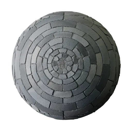 High-detail circular paving 3D material for Blender and PBR applications with realistic textures.