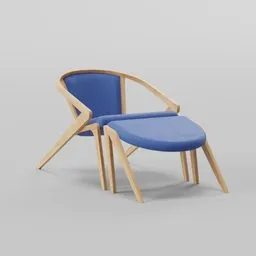 Blue Mid-Century Lounge Chair Set