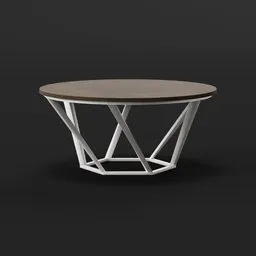 Detailed 3D rendering of a contemporary coffee table with unique geometric base, designed for modern interior visualizations.