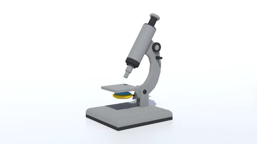 Detailed 3D Blender model of a stylized low-poly microscope for CG visualization with clean mesh and quads.