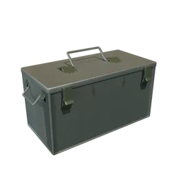 Detailed 3D model of a military-style equipment box with handles for Blender rendering.