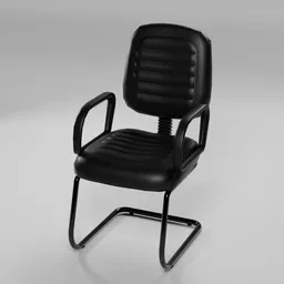 Leather upholstered 3D modeled office chair with armrests, ideal for professional and private spaces, compatible with Blender 3D.