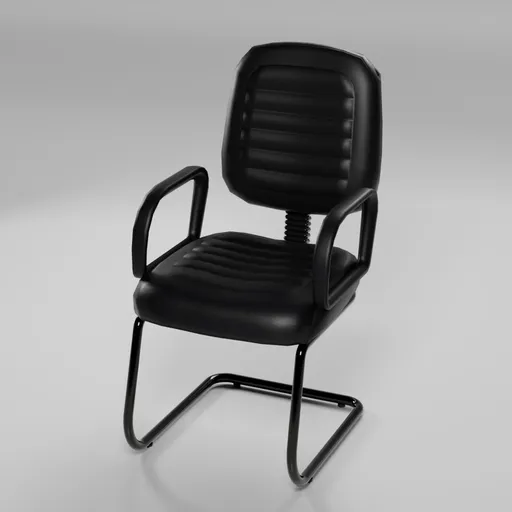 Leather upholstered 3D modeled office chair with armrests, ideal for professional and private spaces, compatible with Blender 3D.