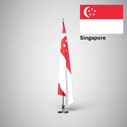 Singapore Ceremonial flag on stand