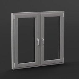 High-quality Blender 3D model of a double-glazed 150x140 cm plastic window, ideal for architectural visualization.