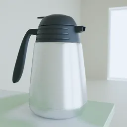 Realistic Blender 3D model of a stainless steel carafe with a sleek design and procedural texture detailing.