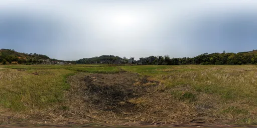 Wide green meadow during daytime