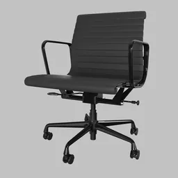 Ribbed Leather Manager Chair Black