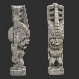 Tiki God Fanged Maw Statue Stone