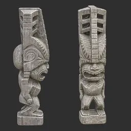 Tiki God Fanged Maw Statue Stone