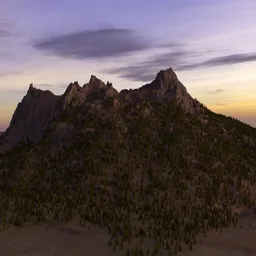 Mountain with Trees & Sunset Sky