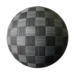 High-resolution PBR wooden texture featuring a pattern of black blocks suitable for 3D models in Blender and other applications.