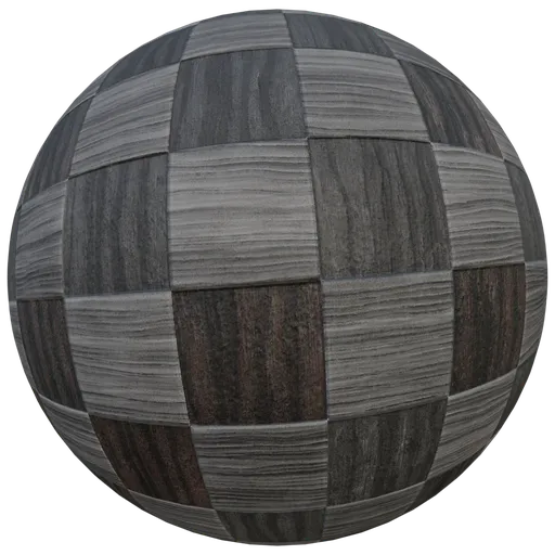 High-resolution PBR wooden texture featuring a pattern of black blocks suitable for 3D models in Blender and other applications.
