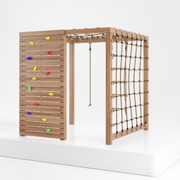 Playground wooden climbing tower