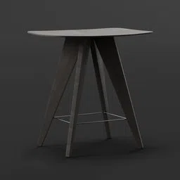 Detailed 3D model of a minimalist black bar stool with a sleek design, suitable for Blender rendering.