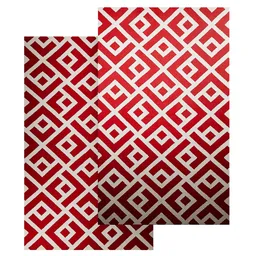 Detailed red and white 3D carpet texture, ideal for Blender rendering and design visualization.