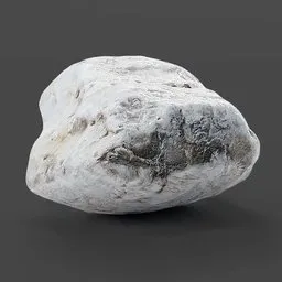 "Photoscanned 3D model of a white beach rock with black substance textures for Blender 3D - ideal for landscape scenes. Featuring PBR texturing, this model offers realistic textures to enhance your artwork. Created by Thomas de Keyser, perfect for promotional artwork and music album covers."