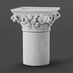 "Low-poly photo-scan of a church stone pillar with decorative design, optimized for game-ready performance. Perfect for temple and church scenes in Blender 3D. Expertly crafted in BlenderKit's molding-carving category."