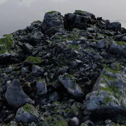 Ground Rocks with Green Moss