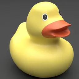 Detailed 3D rendering of a classic yellow bath duck, optimized for Blender rendering and animation.