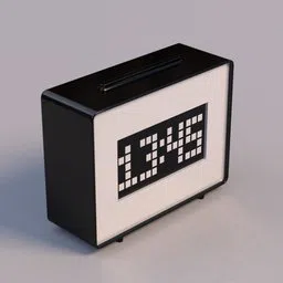 Detailed digital alarm clock 3D model rendered in Blender, showcasing modern design with a digital display.