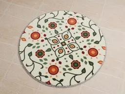 Round Persian rug 3D model with intricate patterns for Blender rendering, optimized for virtual interiors.