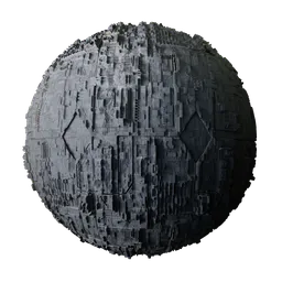 High-detail PBR texture for 3D Greebly Spaceship Hull, suitable for Blender and other 3D apps.