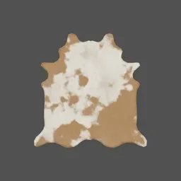 High-quality texture realistic cowhide rug 3D model, perfect for interior rendering, Blender-compatible.