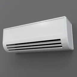 Detailed 3D model of a modern wall-mounted air conditioner for Blender users.