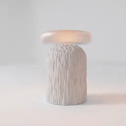 Detailed 3D representation of a white hand-sculpted ceramic table lamp inspired by Brazilian design, suitable for Blender rendering.