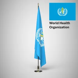 WHO Ceremonial flag on stand