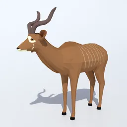 Low Poly Greater Kudu Antelope