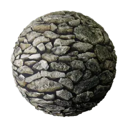 High-resolution PBR Stone Wall Texture for 3D modeling in Blender, with detailed displacement for realistic surface rendering.