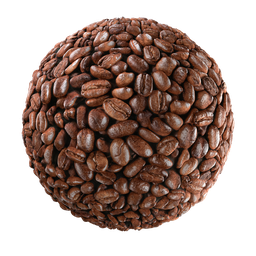 High-resolution PBR coffee bean texture for realistic food material rendering in Blender 3D, crafted with Substance Samples.