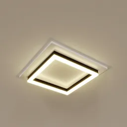 Illuminated 3D model of modern square ceiling light designed for Blender rendering and architectural visualization.