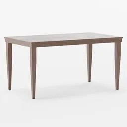 "Low-poly 3D model of a wooden dining table for Blender 3D software. Simple and realistic, featuring a wooden top and legs. Perfect for any dining room scene.