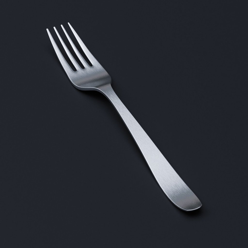 BlenderKit Download the Fork with brushed stainless steel model