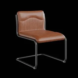 3D modeled Chisholm Cantilever Chair with metal sled base and leather channel-tufted seat in Blender.