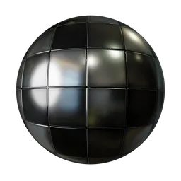 Metallic grey mosaic tile material for PBR rendering in Blender 3D, ideal for sci-fi flooring.