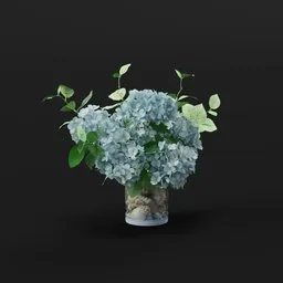Blue Hydrangea Bouquet in Glass Vase