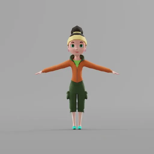 Stylized Young Girl Character Rigged