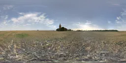 Dry Grass Building Sunset Bluesky